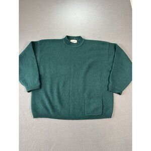 Vintage Twik Womens Crewneck 100% Shetland Wool Sweater Sz M‎ Green Preppy Retro